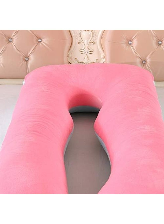 AIWANTO U-Shaped Pregnancy Body Pillow for Pregnant Women | Full Body Maternity Support for Sleeping & Resting  2-Tone Pink & Blue - Image 5